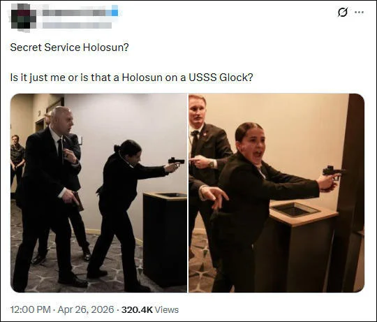 美国网民评论：特勤局用的是Holosun？是我眼花了吗？